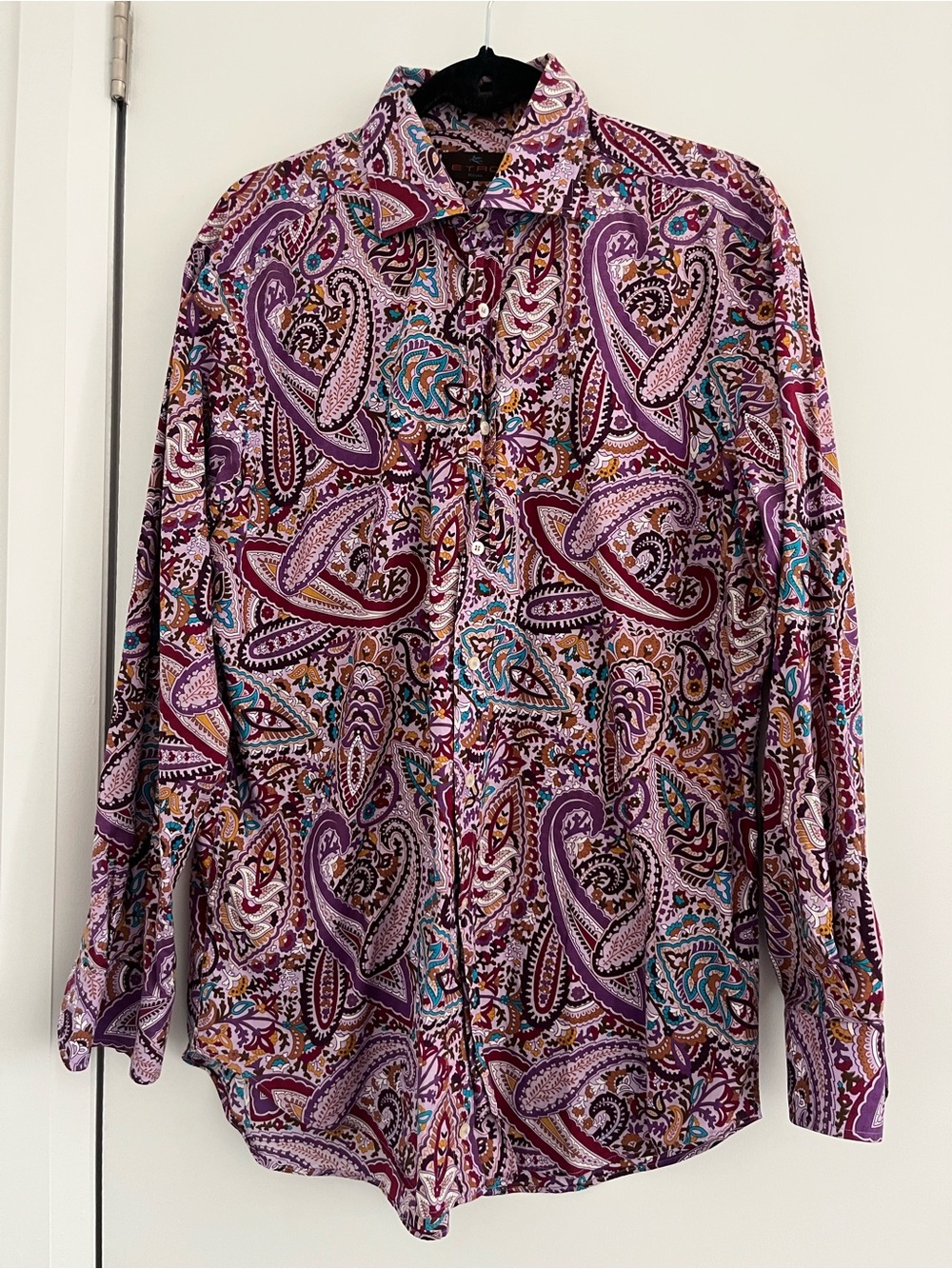 Etro Men's/Unisex Purple Paisley Button-Up Shirt
